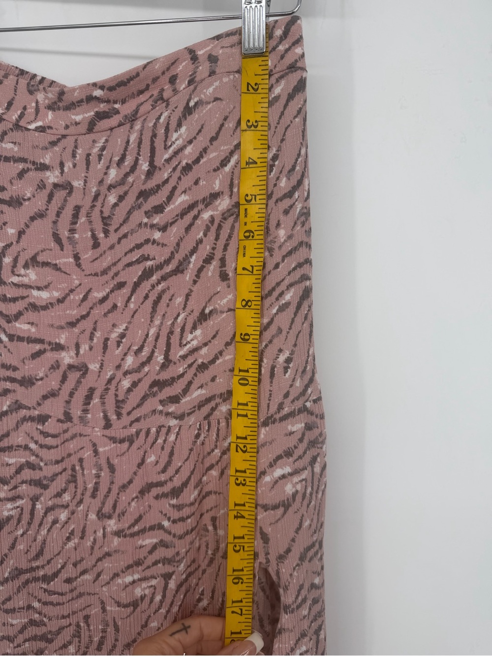 Nine West Dusty Pink Zebra Animal Print Tiered Maxi Skirt with Side Slit - Picture 6 of 9